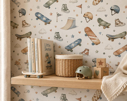 Skateboard Nursery Wallpaper: Custom Peel and Stick Wall Mural