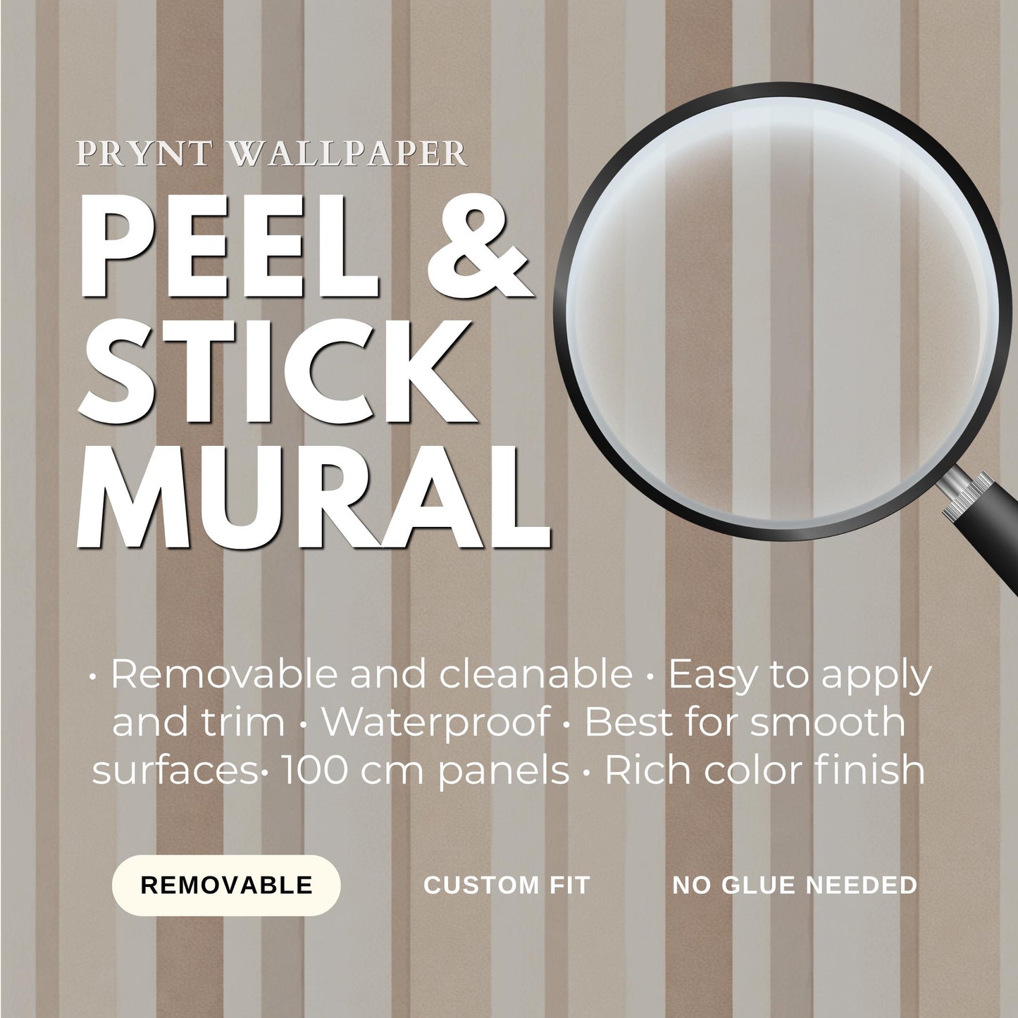Beige Neutral Striped Wallpaper Peel and Stick Vertical Stripe Mural Minimal Modern Wall Decor