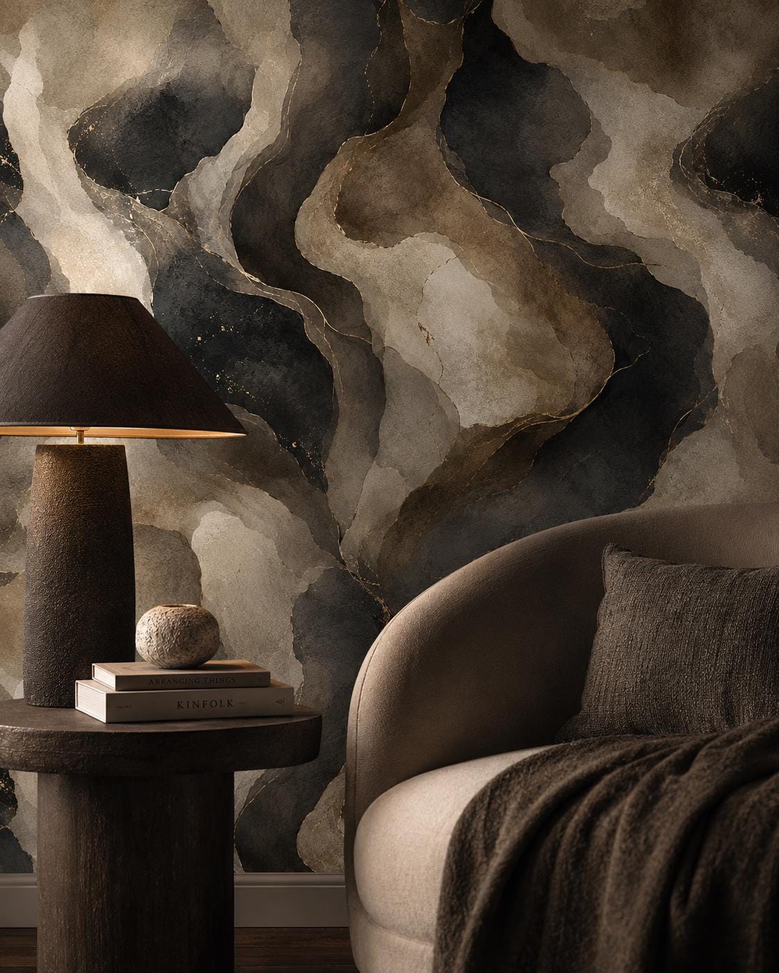 Charcoal Taupe Abstract Wallpaper: Modern Luxury Wall Mural
