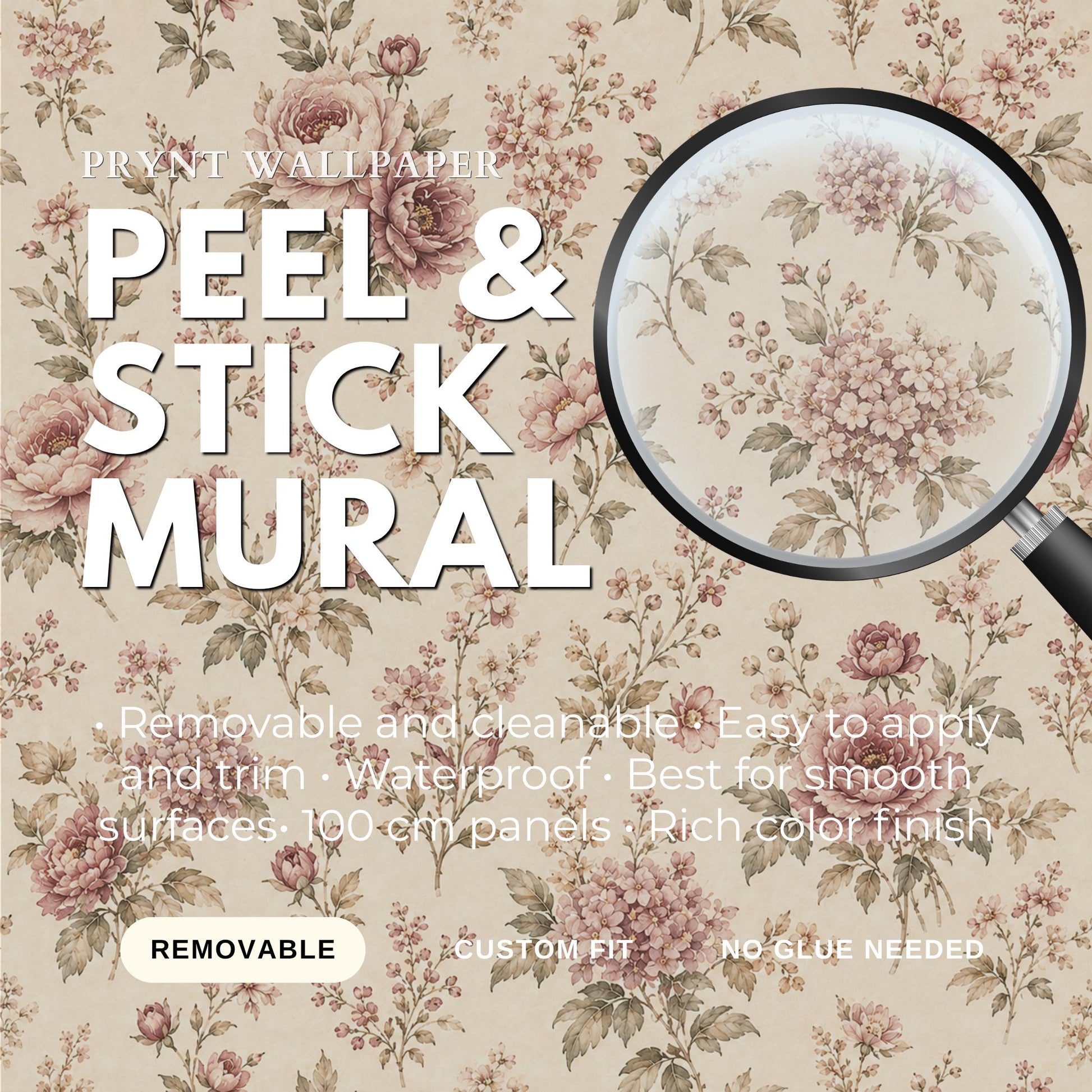 Mauve Beige Floral Wallpaper: Romantic Botanical Wall Mural