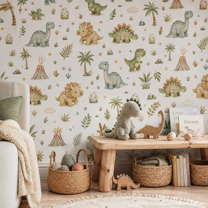 Baby Dinosaur Wallpaper: Pastel Dino Nursery Mural