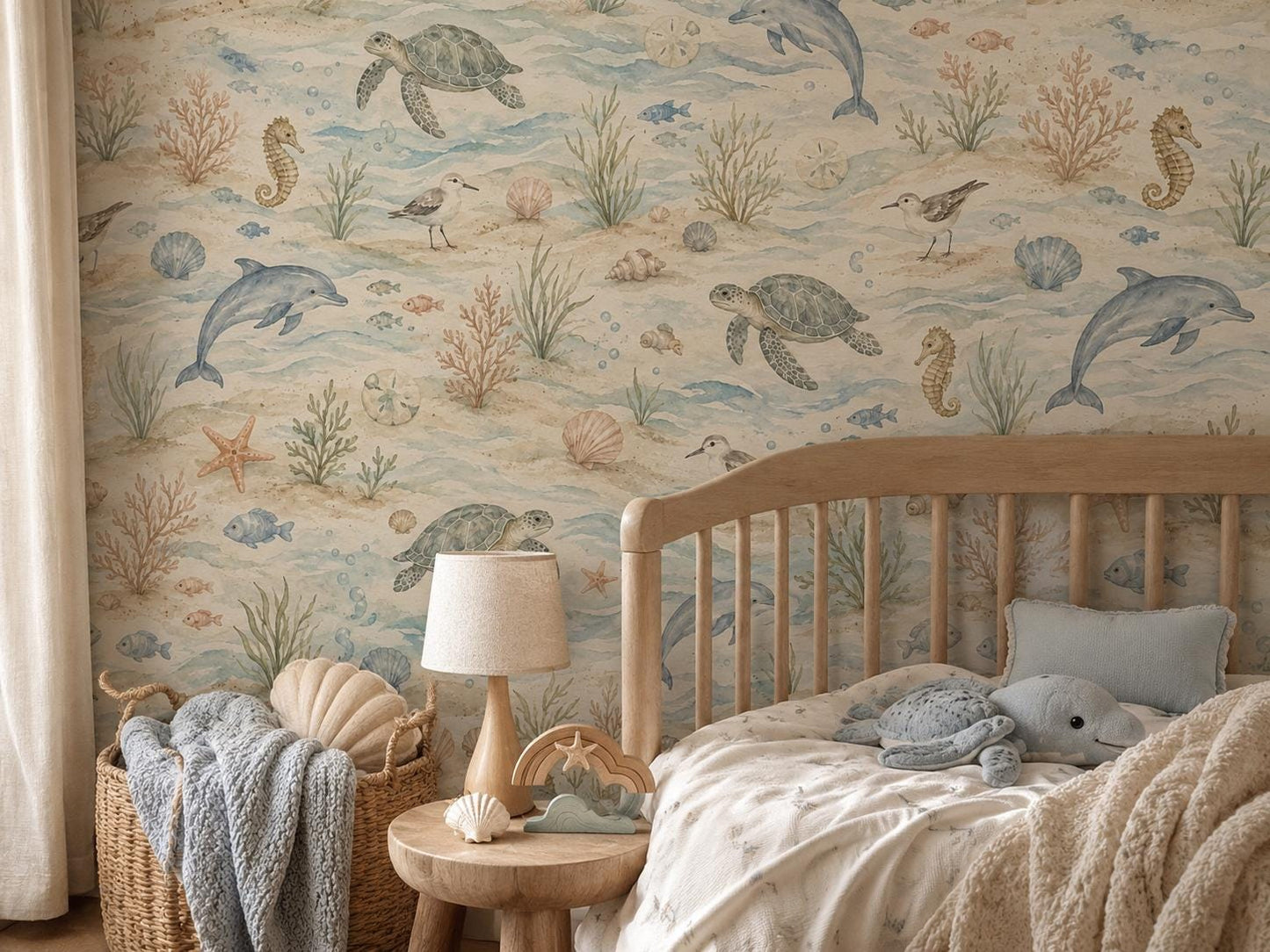 Seaside Animal Wallpaper: Coastal Nursery Wall Mural