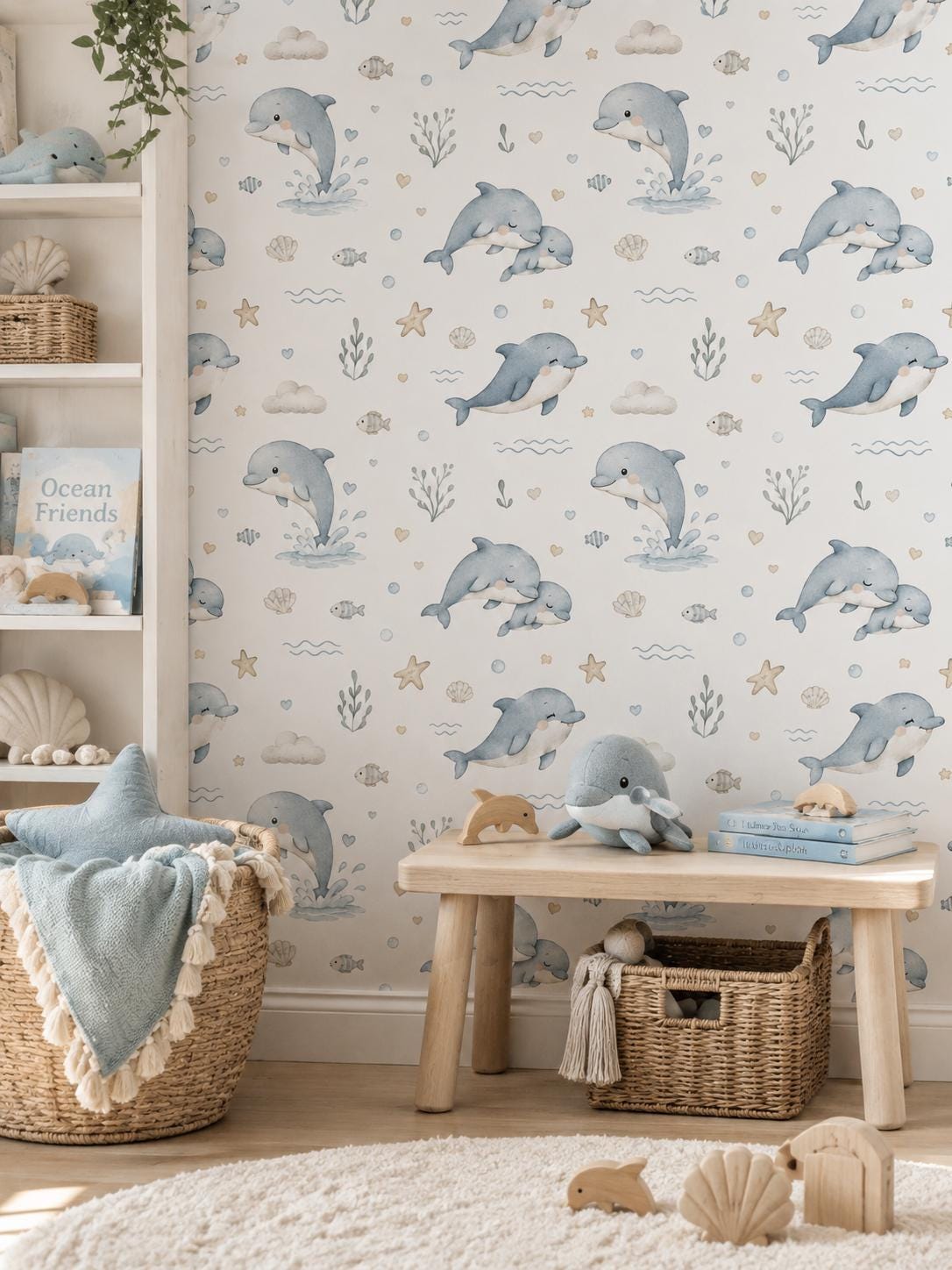 Dolphin Wallpaper: Coastal Nursery Wall Mural