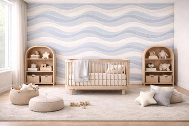 Blue Wave Wallpaper: Soft Abstract Line Wall Mural