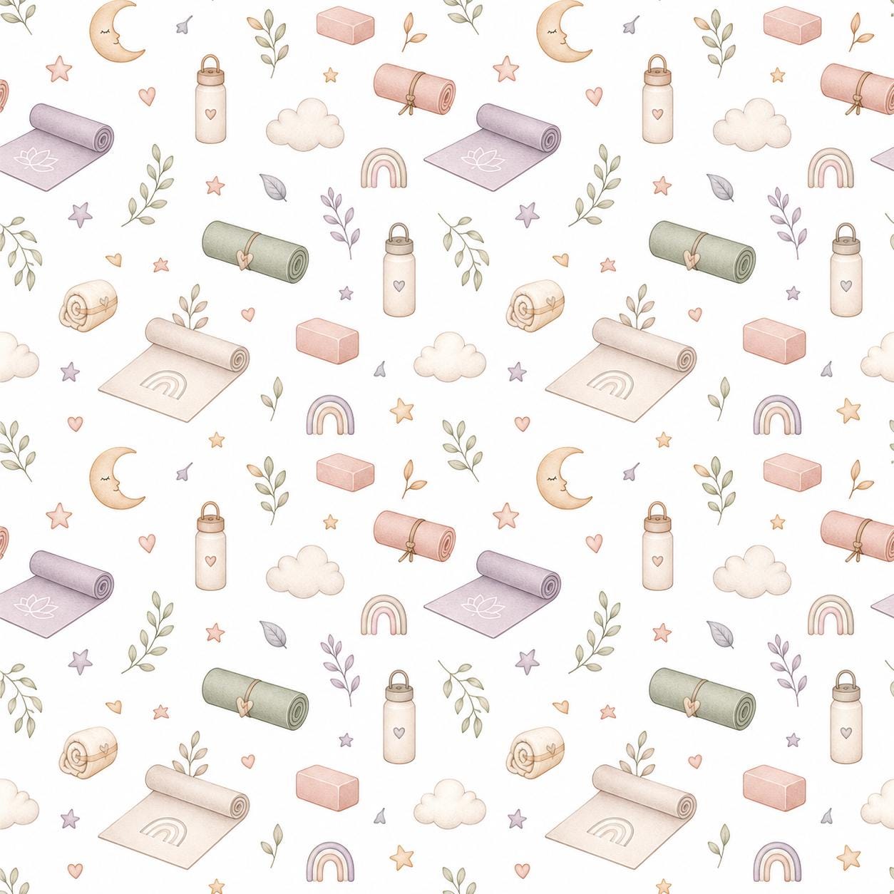 Yoga Mat Wallpaper: Calm Wellness Nursery Wall Mural