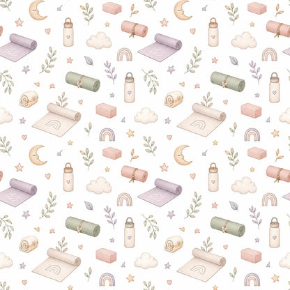 Yoga Mat Wallpaper: Calm Wellness Nursery Wall Mural