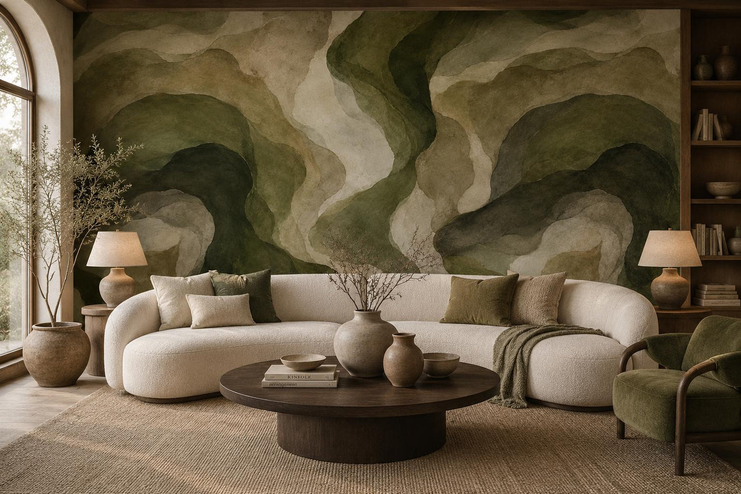 Forest Moss Abstract Wallpaper: Deep Earth Wall Mural