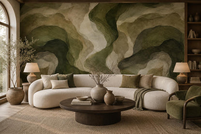 Forest Moss Abstract Wallpaper: Deep Earth Wall Mural