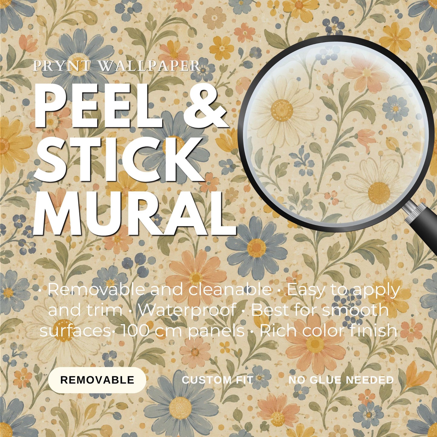 Retro Daisy Garden Wallpaper: Vintage Floral Wall Mural