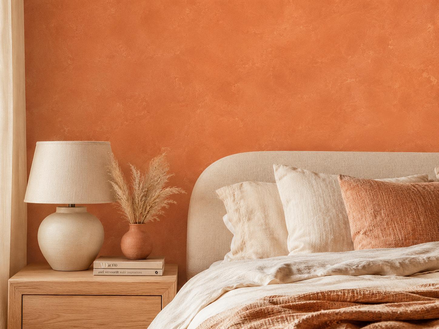 Terracotta Plaster Wallpaper: Warm Clay Wall Mural
