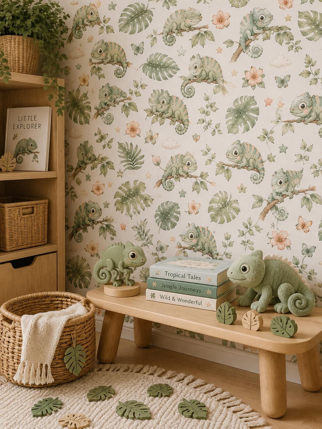 Chameleon Tropical Wallpaper: Jungle Nursery Wall Mural