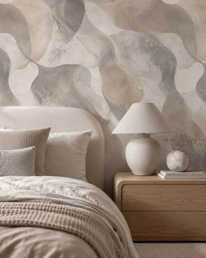 Smoky Grey Abstract Wallpaper: Soft Stone Wall Mural