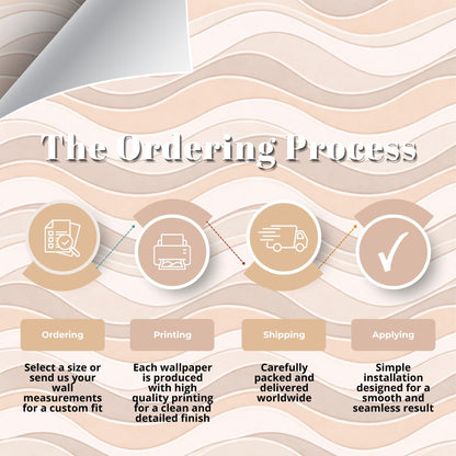 Beige Wave Wallpaper: Neutral Abstract Line Wall Mural