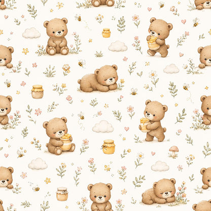 Bear Wallpaper: Honey Meadow Nursery Mural