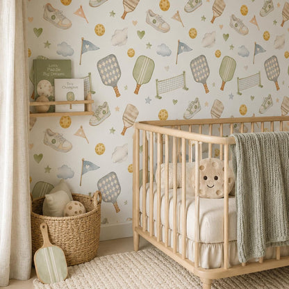 Pickleball Paddle Wallpaper: Court Sports Nursery Mural