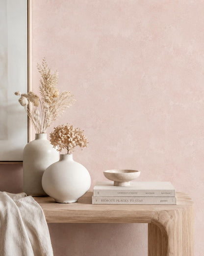 Blush Plaster Wallpaper: Soft Pink Textured Wall Mural
