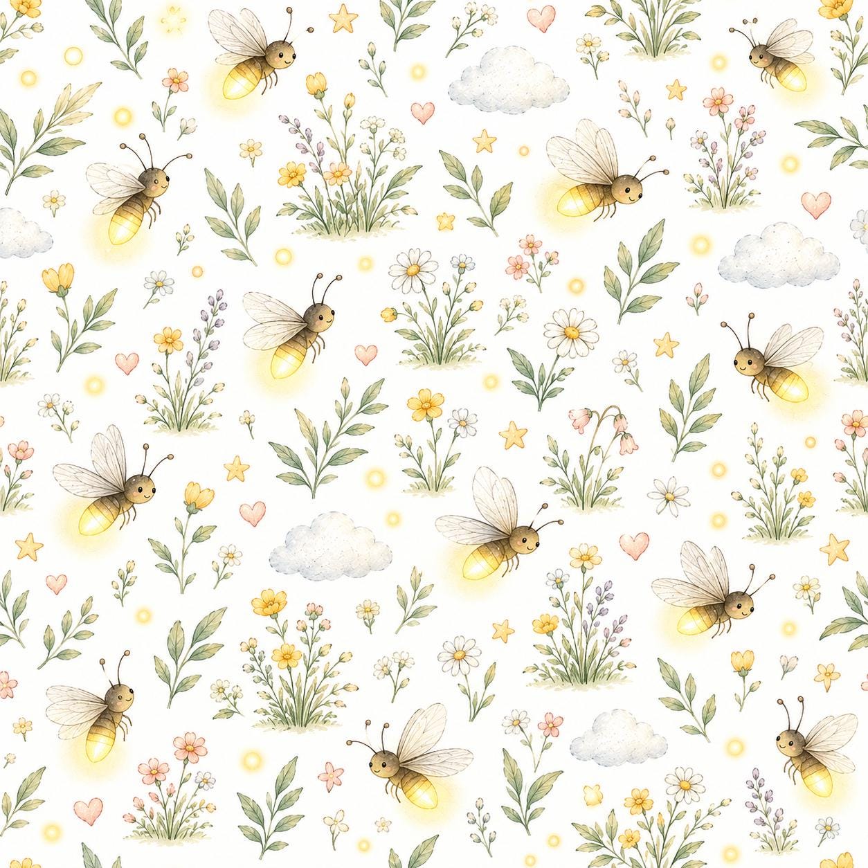 Firefly Meadow Wallpaper: Soft Nature Nursery Mural
