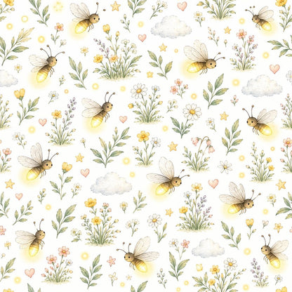 Firefly Meadow Wallpaper: Soft Nature Nursery Mural