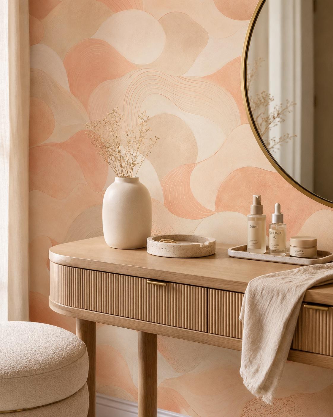 Soft Peach Abstract Wallpaper: Warm Blush Wall Mural