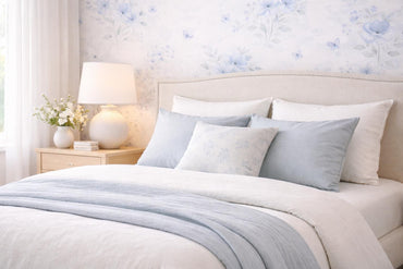 Soft Blue Floral Wallpaper: Pastel Botanical Peel and Stick Wall Mural