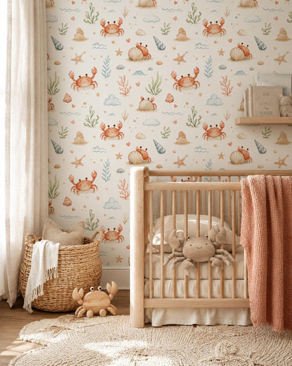 Crab Wallpaper: Beach Nursery Wall Mural