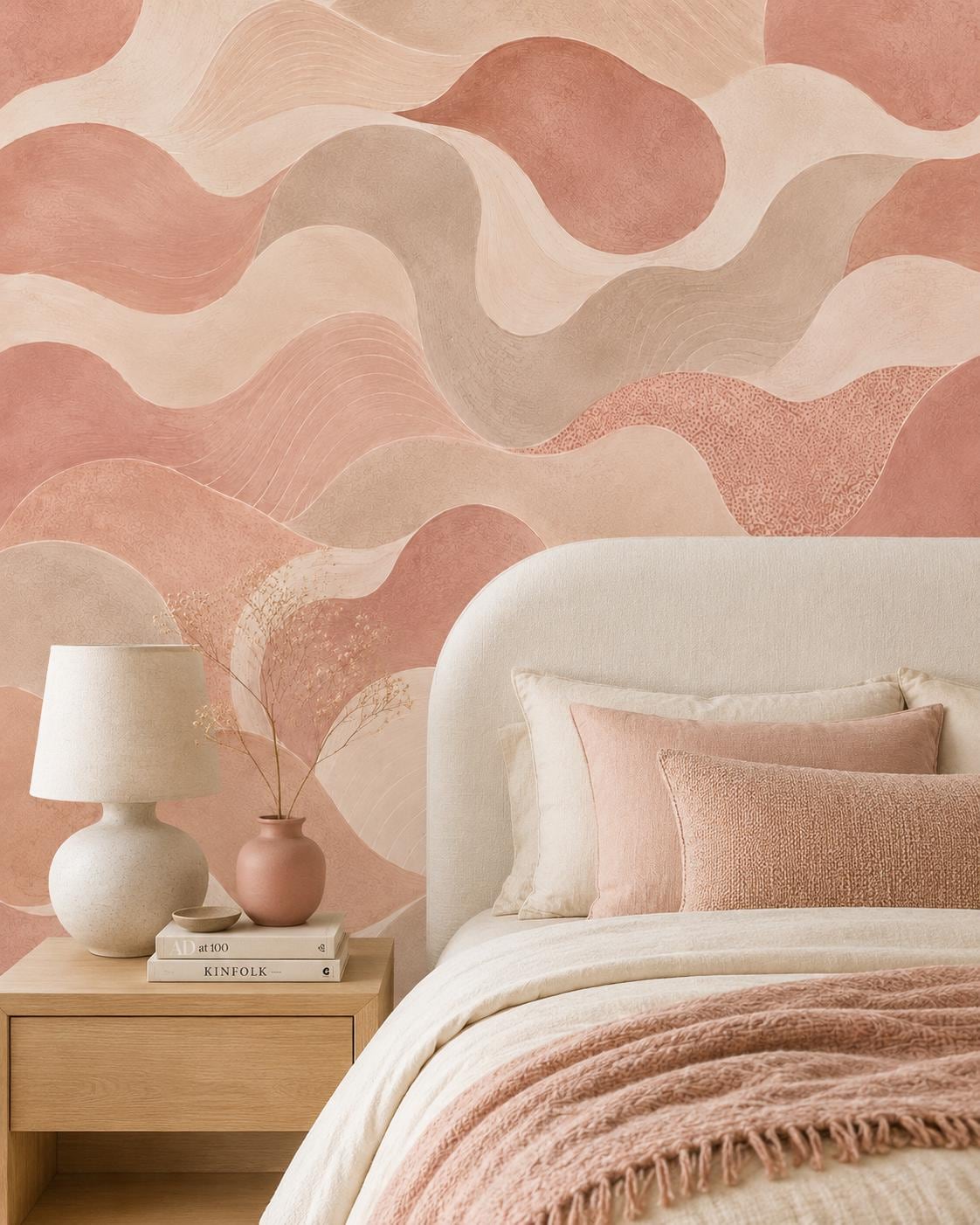 Clay Pink Abstract Wallpaper: Warm Rose Wall Mural