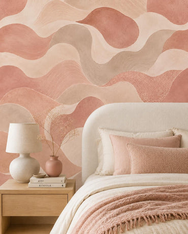 Clay Pink Abstract Wallpaper: Warm Rose Wall Mural