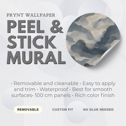 Storm Slate Abstract Wallpaper: Moody Grey Blue Wall Mural