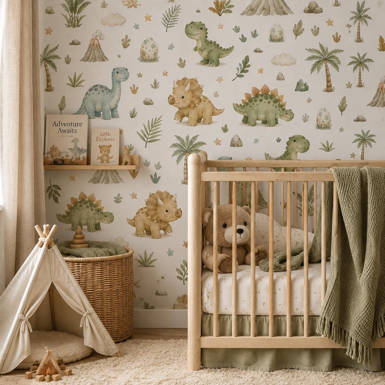 Baby Dinosaur Wallpaper: Pastel Dino Nursery Mural