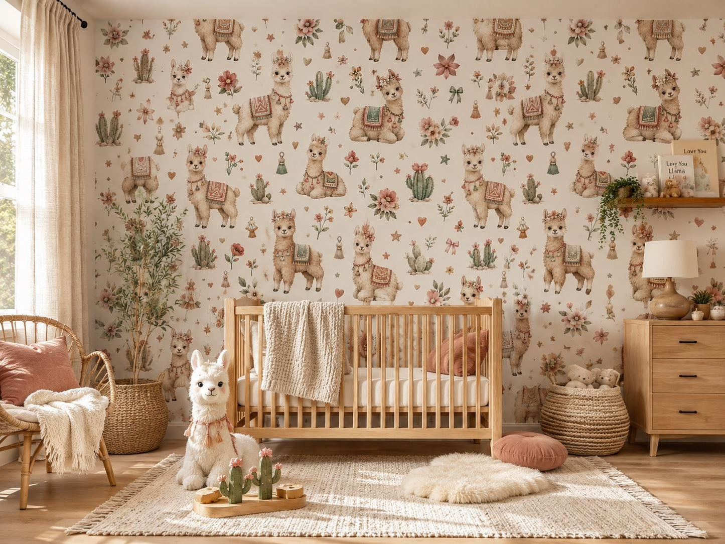 Llama Wallpaper: Boho Animal Nursery Mural