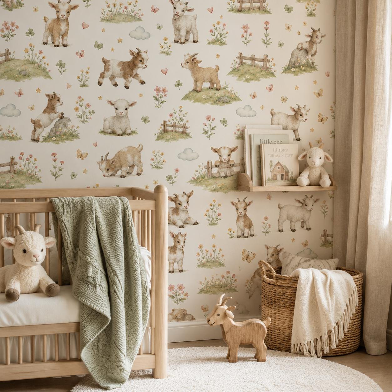 Goat Wallpaper: Farm Animal Nursery Mural