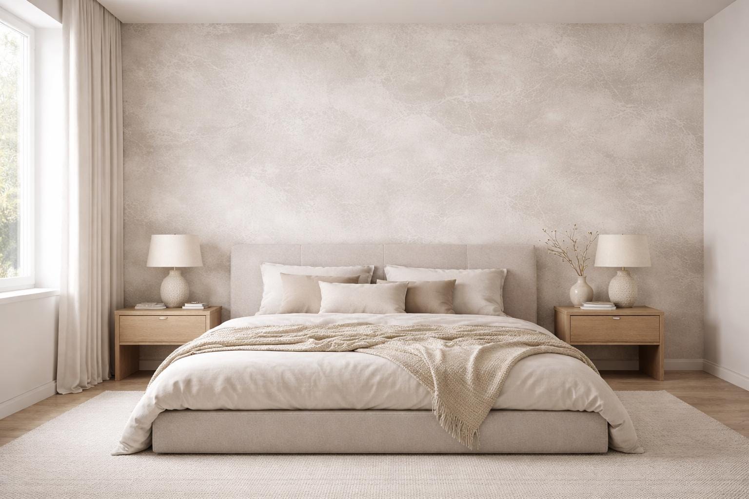 Light Concrete Wallpaper: Minimal Neutral Peel and Stick Mural
