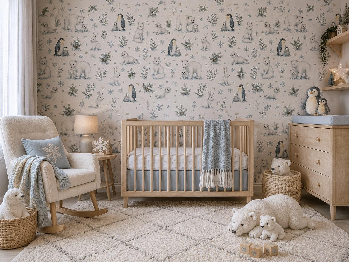 Snow Animal Wallpaper: Arctic Nursery Wall Mural