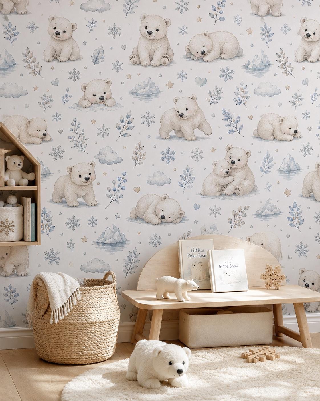 Polar Bear Wallpaper: Arctic Animal Nursery Wall Mural