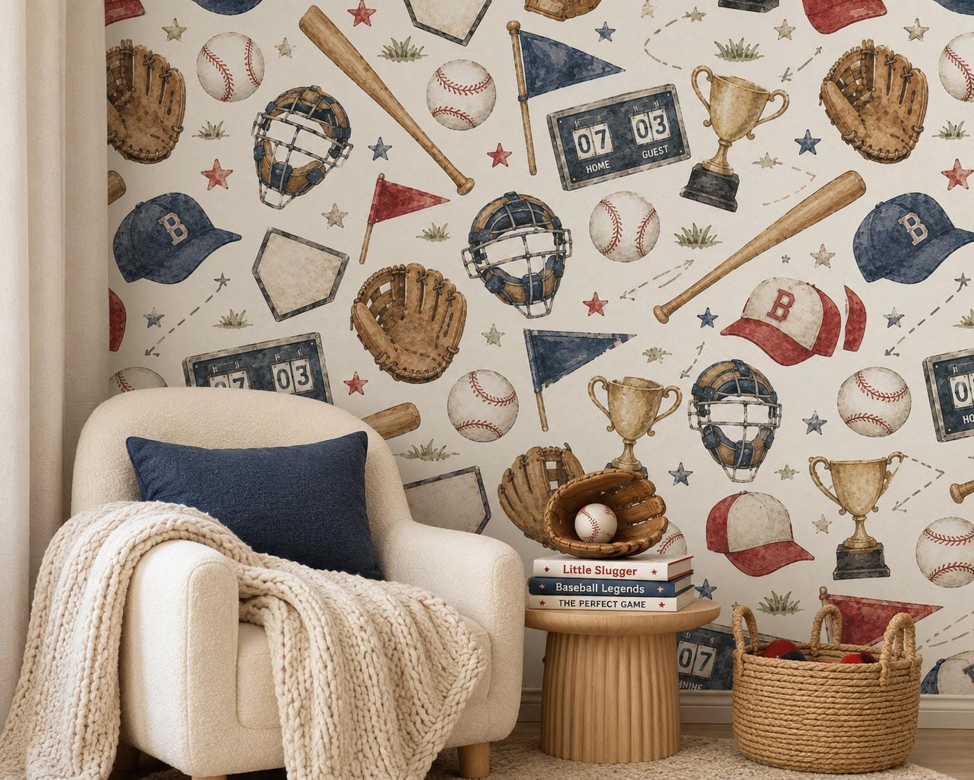 Baseball All Stars Wallpaper: Kids Sports Wall Mural