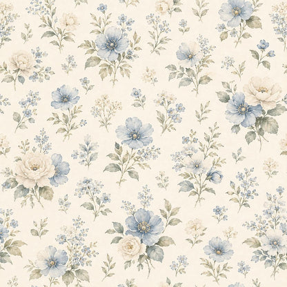Dusty Blue Floral Wallpaper: Soft Botanical Wall Mural