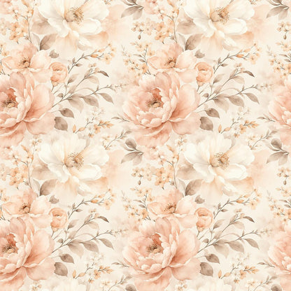 Champagne Blush Floral Wallpaper: Elegant Botanical Wall Mural