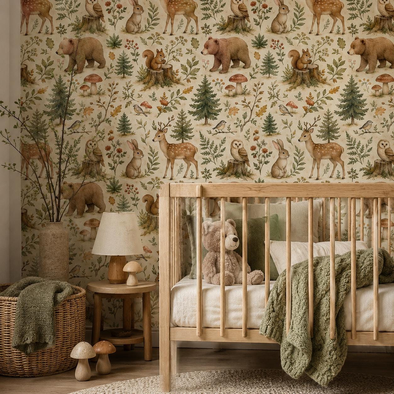 Forest Animal Wallpaper: Woodland Nursery Wall Mural
