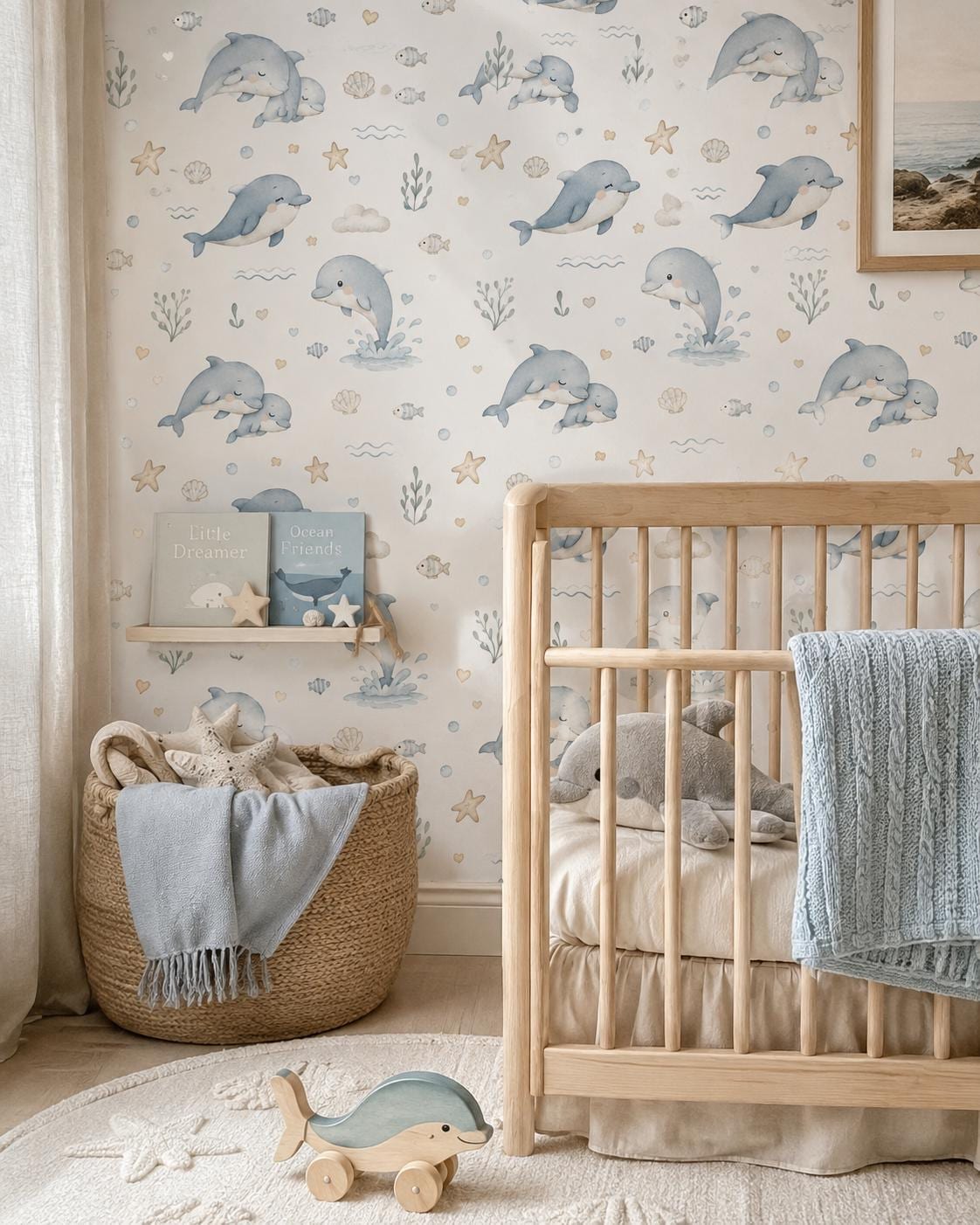 Dolphin Wallpaper: Coastal Nursery Wall Mural