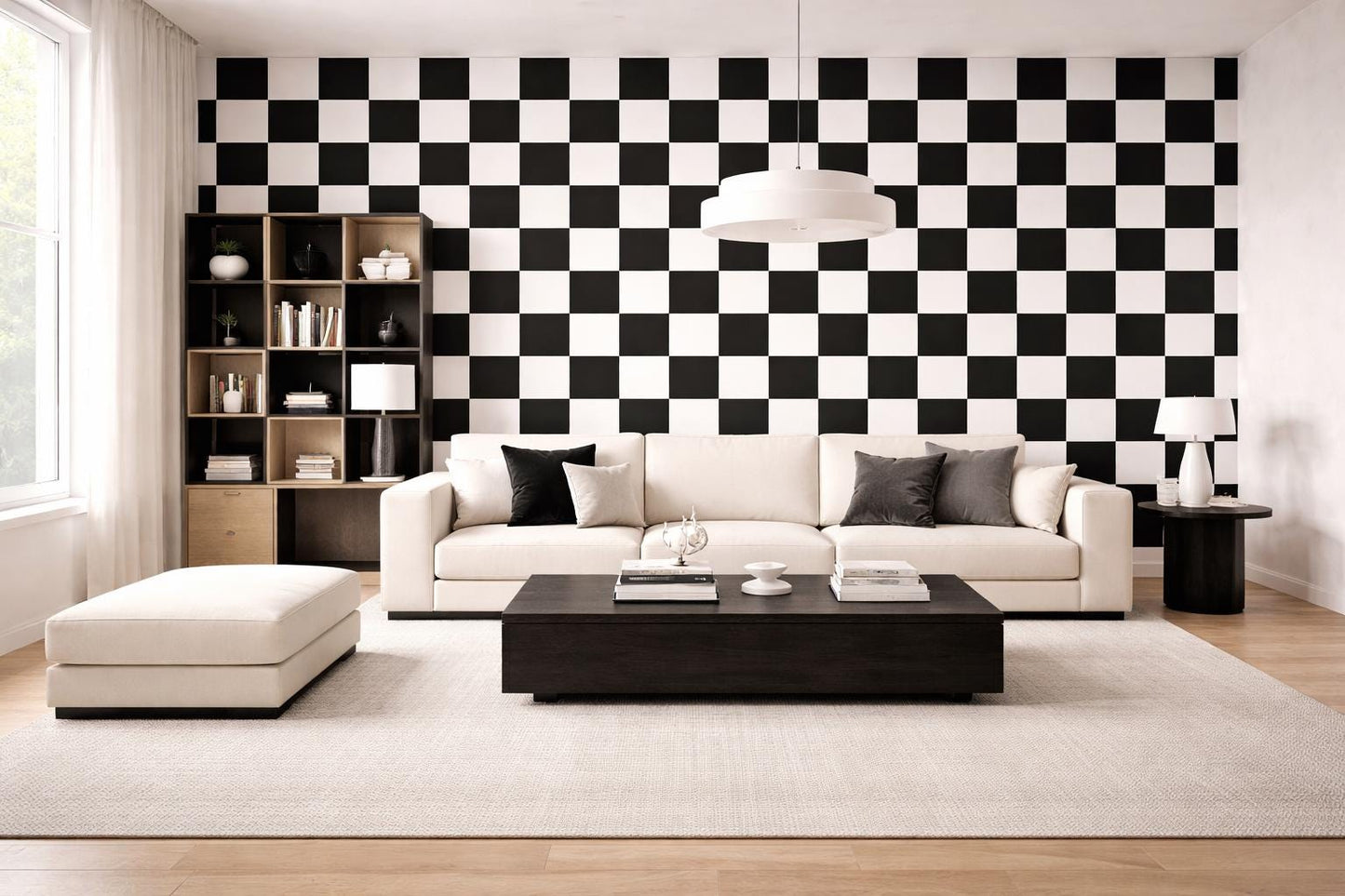 Black Checkerboard Wallpaper: Bold Geometric Tile Wall Mural