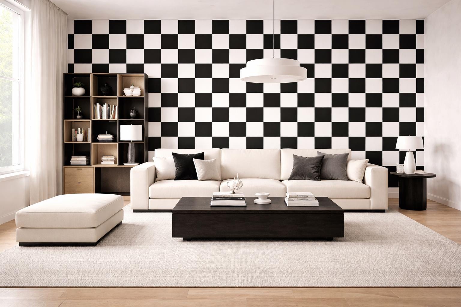 Black Checkerboard Wallpaper: Bold Geometric Tile Wall Mural