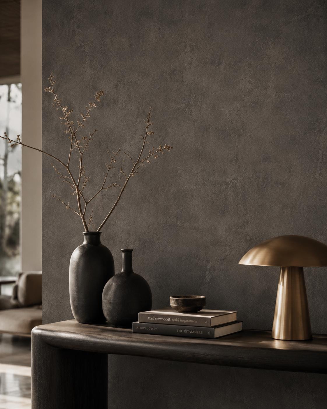 Smoky Charcoal Concrete Wallpaper: Dark Modern Wall Mural