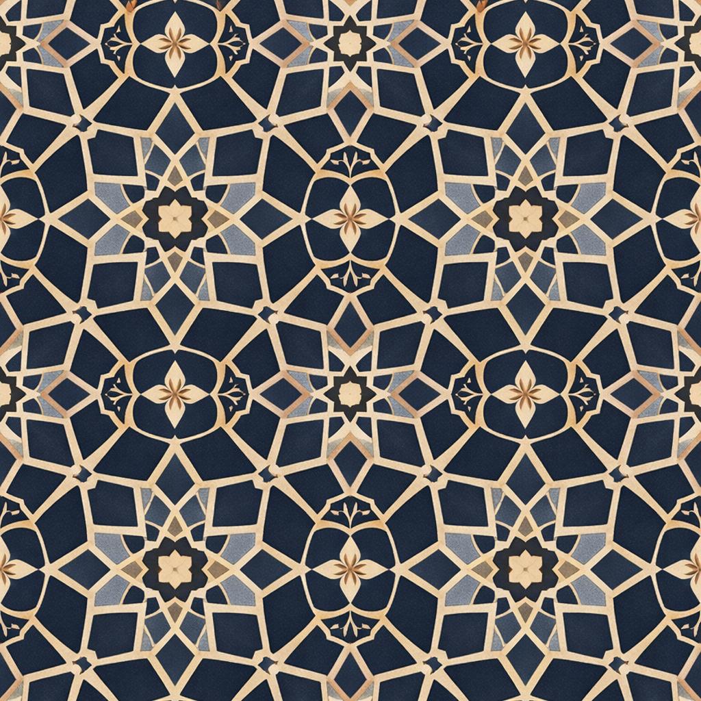 Blue Moroccan Tile Wallpaper: Vintage Geometric Wall Mural