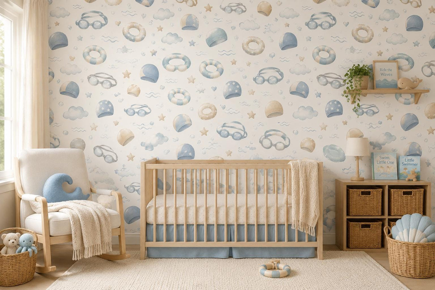 Swimming Wallpaper: Pool Sports Nursery Wall Mural