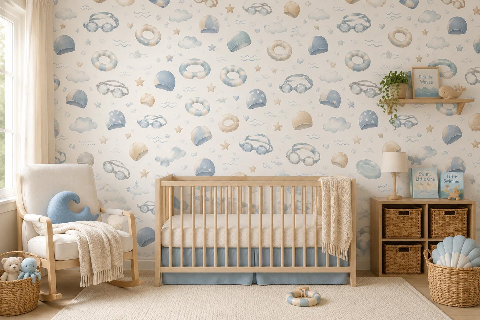Swimming Wallpaper: Pool Sports Nursery Wall Mural