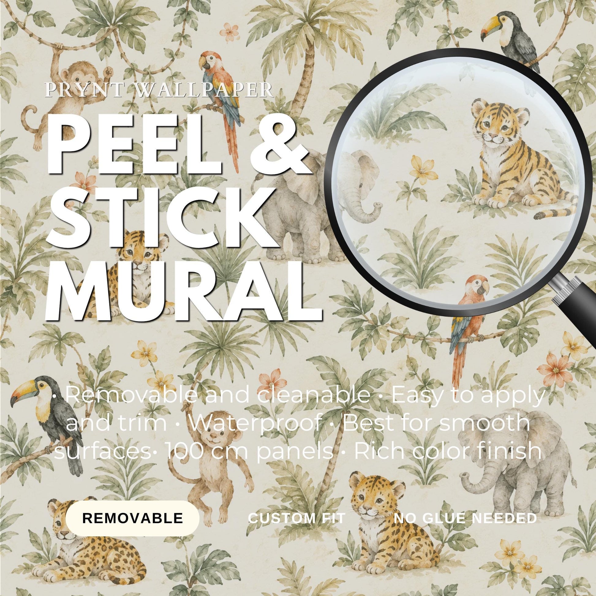 Jungle Animal Wallpaper: Safari Nursery Wall Mural