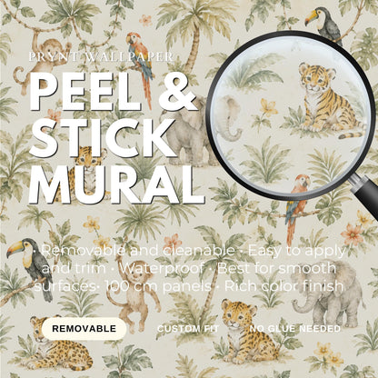 Jungle Animal Wallpaper: Safari Nursery Wall Mural