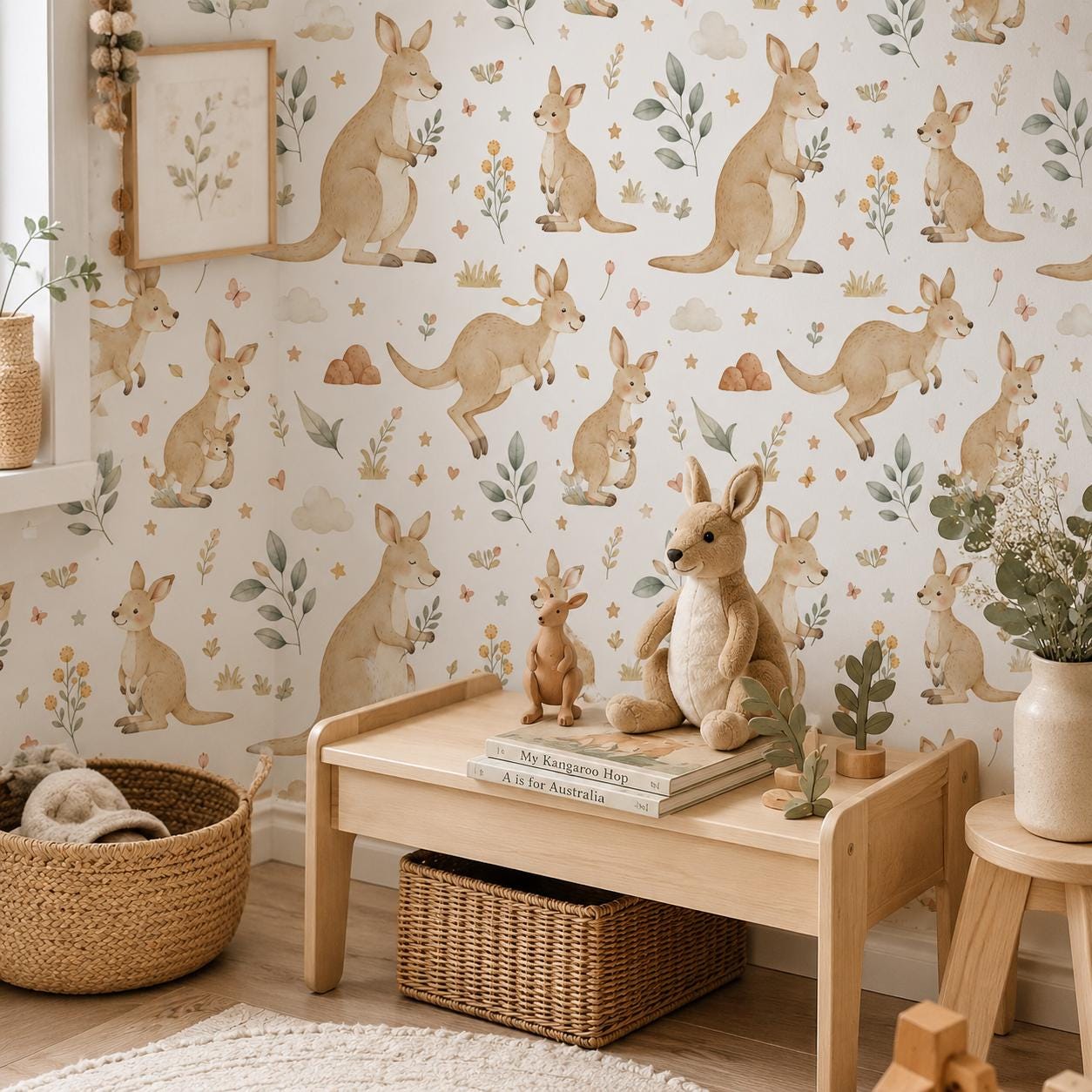 Kangaroo Wallpaper: Australian Nursery Wall Mural