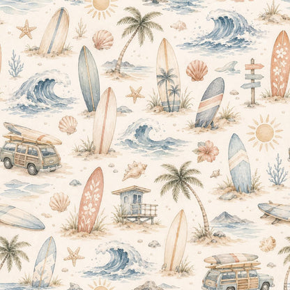 Surf Club Wallpaper: Coastal Kids Sports Wall Mural