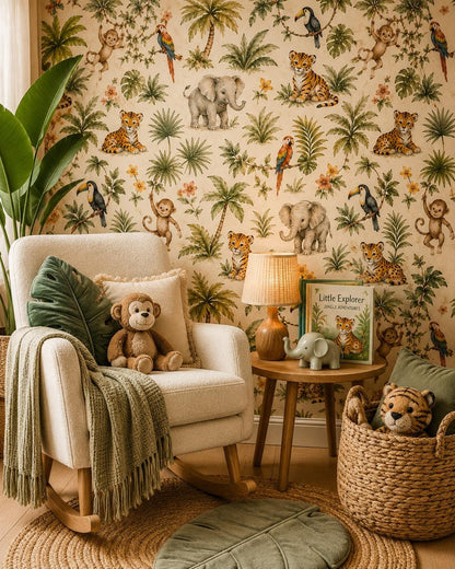 Jungle Animal Wallpaper: Safari Nursery Wall Mural